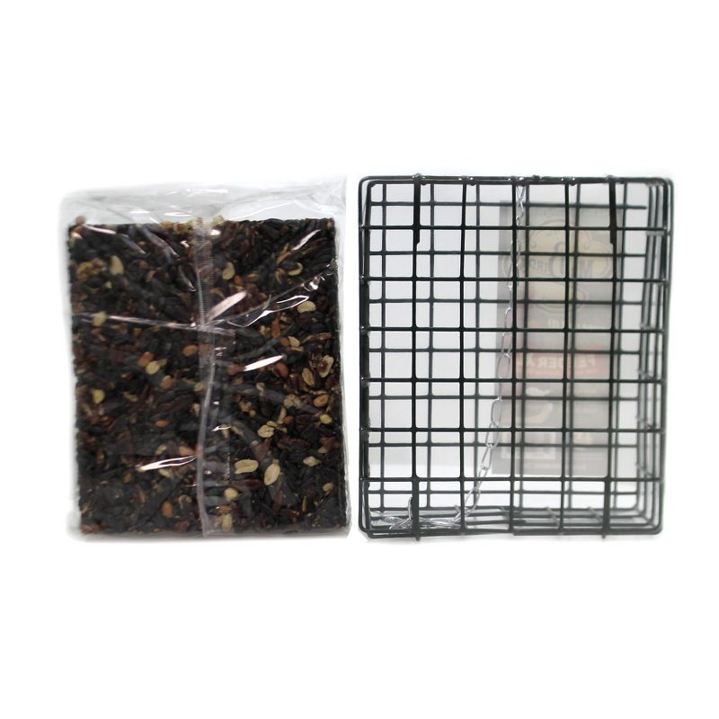 Home & Garden 8.0" Woodpecker Feast Cake & Cage Set/2 No Mess Melt Wild Bird Mr Bird  -  Bird And Wildlife Food