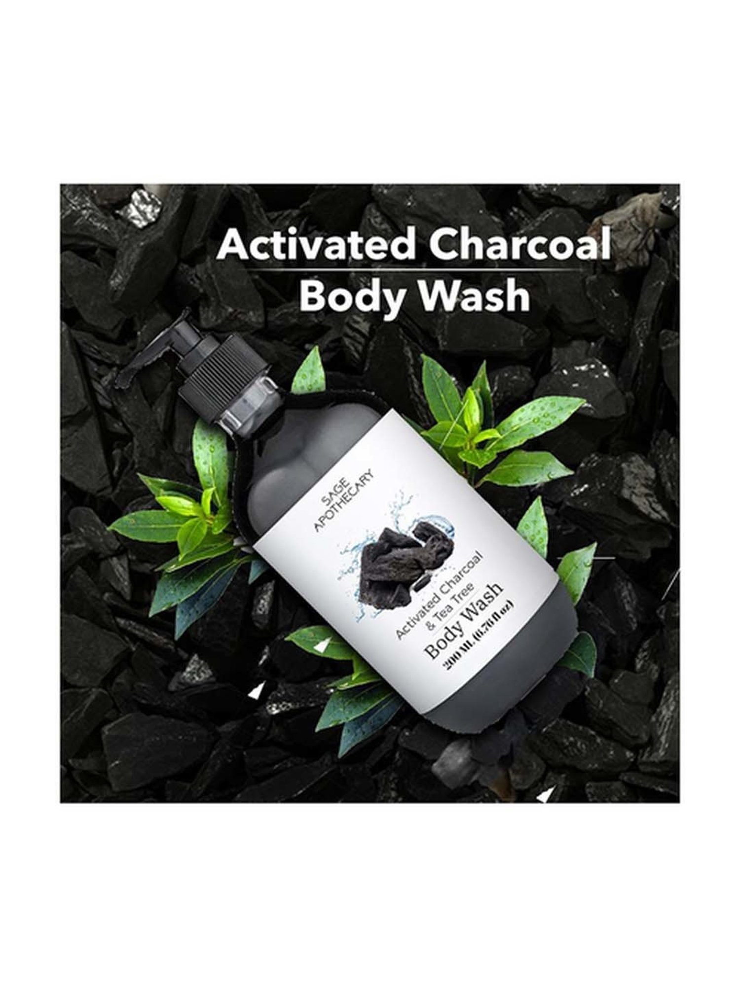 Sage Apothecary Activated Charcoal Body Wash - 200 ml