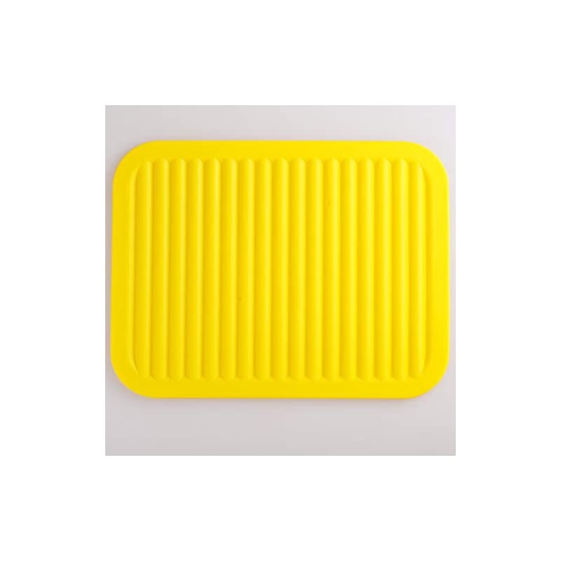 Plus Silicone Trivet Mat for Hot Pans and PotsS Hot Pads Counter Mat Heat Resistant Table Dish Drying Mat or Placemats 2 Pack,Size:9x12 Inch, Color: Yellow,Shape:Rectangular