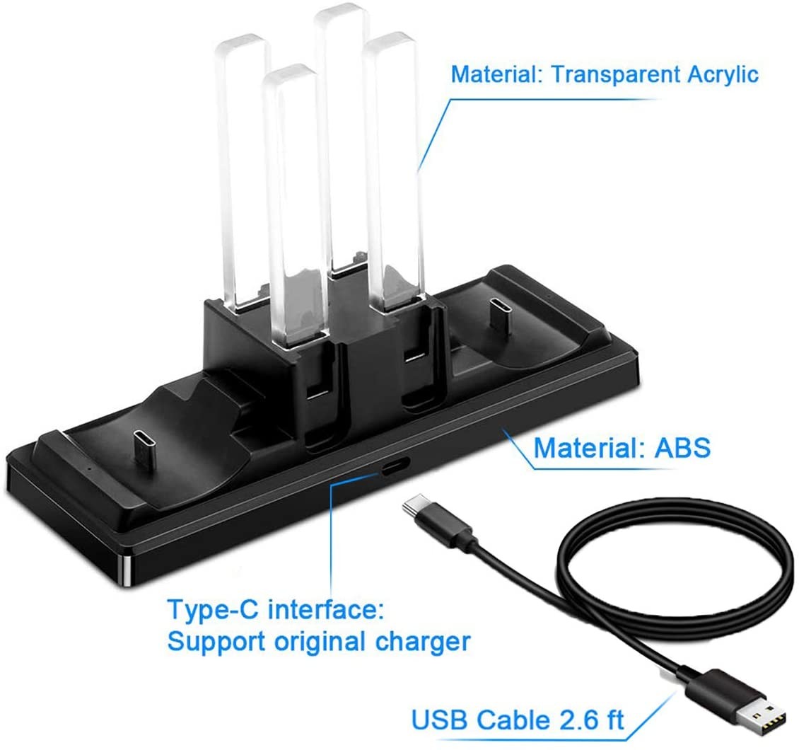 6 In 1 Charger Dock for Nintendo Switch Joy-Con Controllers and Pro Con,Controller Charging Dock for Nintendo Switch