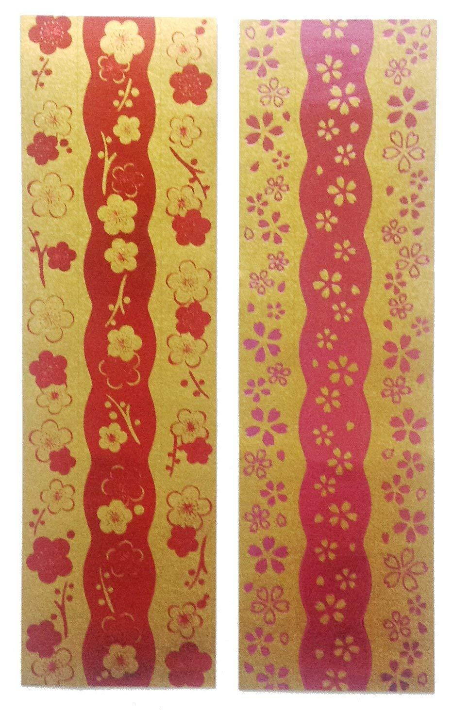 Washi Kawasumi Assorted Japanese Metallic Gold Seals 10 Sheets, Cherry Blossom and Japanese Apricot