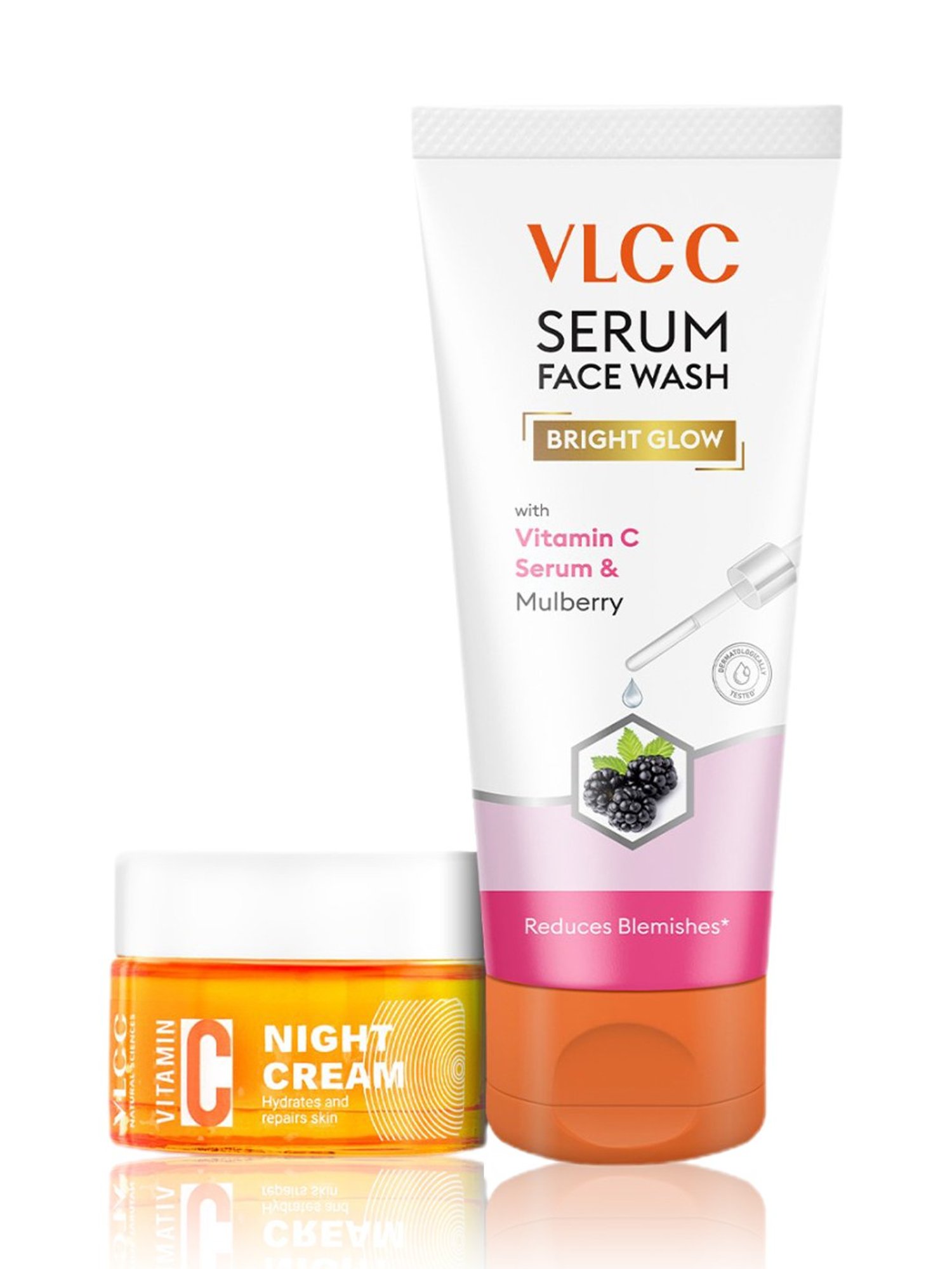 VLCC Natural Sciences Vitamin C Night Cream & VLCC Bright Glow Serum Facewash Combo