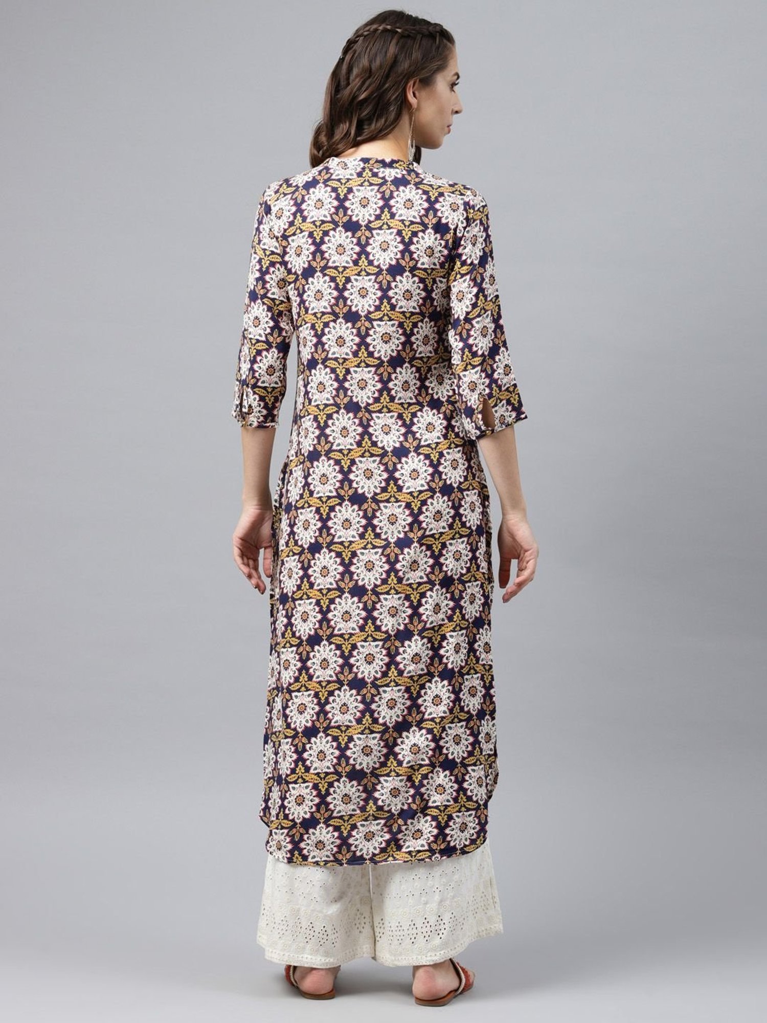 Alena Blue Printed Straight Kurta
