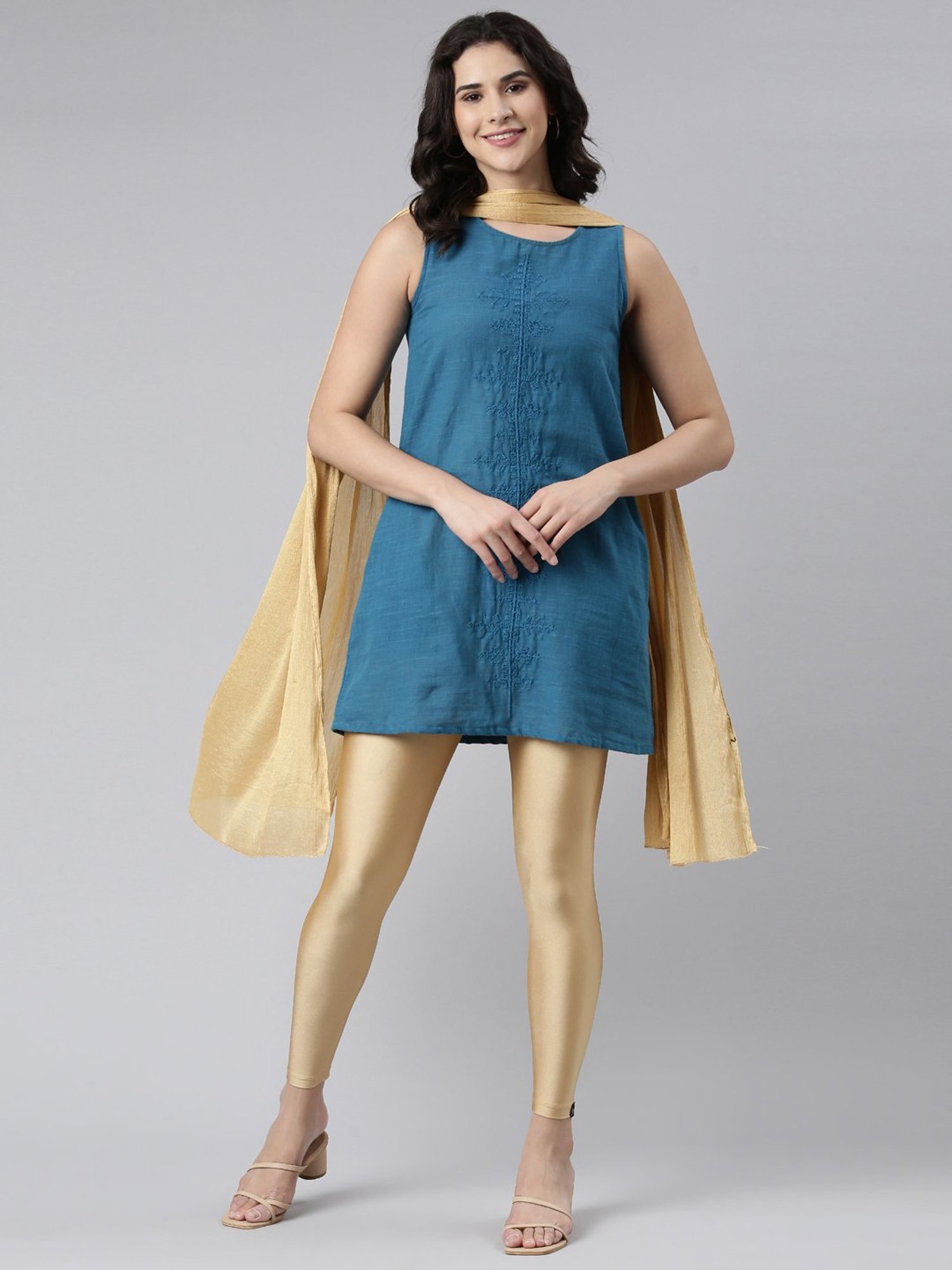 TWIN BIRDS Pink & Golden Plain Dupatta - Pack Of 2