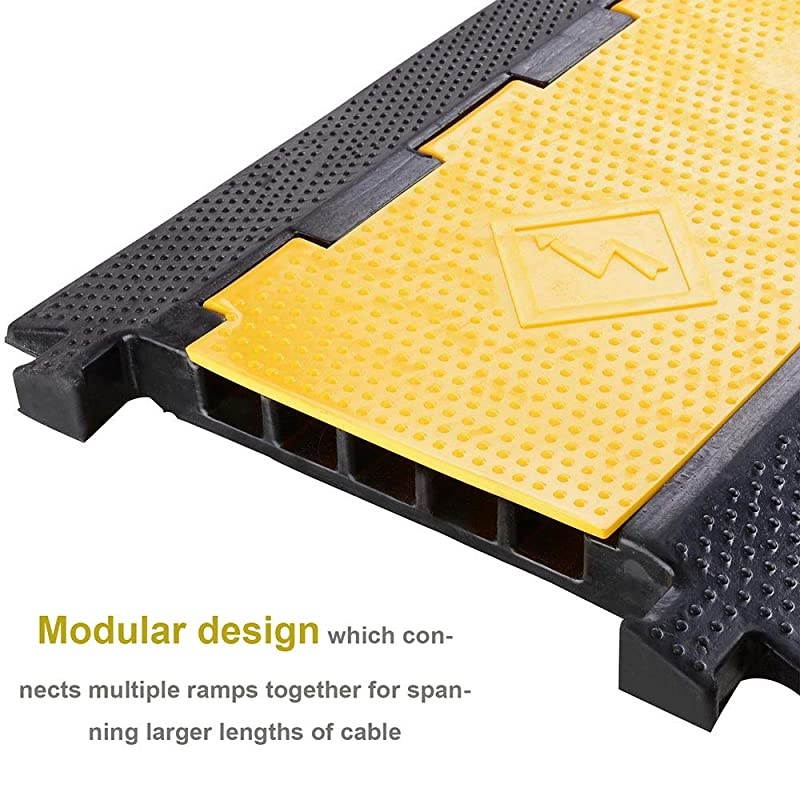 5 Channel Rubber Cable Protector Ramp Traffic Speed Bump 18000lbs Capacity Heavy Duty Cable Protective Cover Ramp Driveway Hose Cord Track Protector Wires Concealer wFlipOpen Top Cover