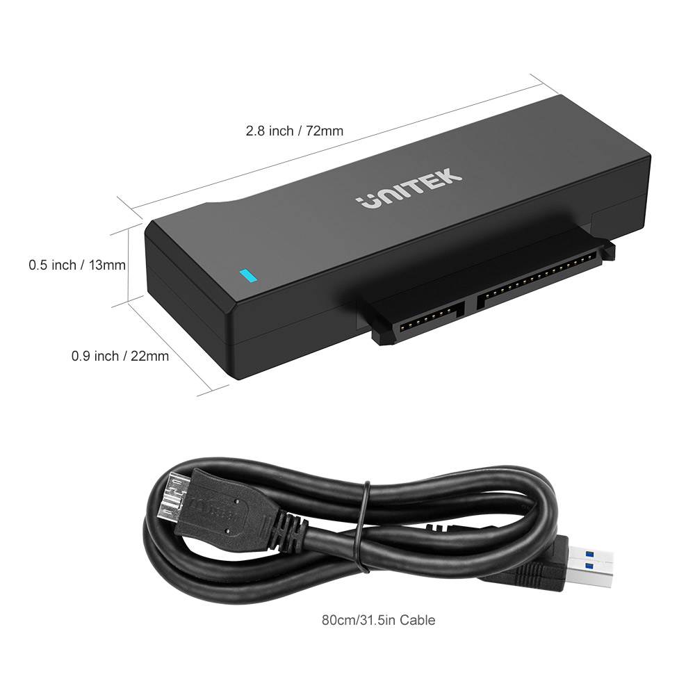 Unitek SATA to USB 3.0, SATA III Cable Hard Drive Adapter Converter for Universal 2.5/3.5 SATA HDD/SSD Hard Drive Disk and SATA Optical Drive, Include 12V/2A Power Adapter
