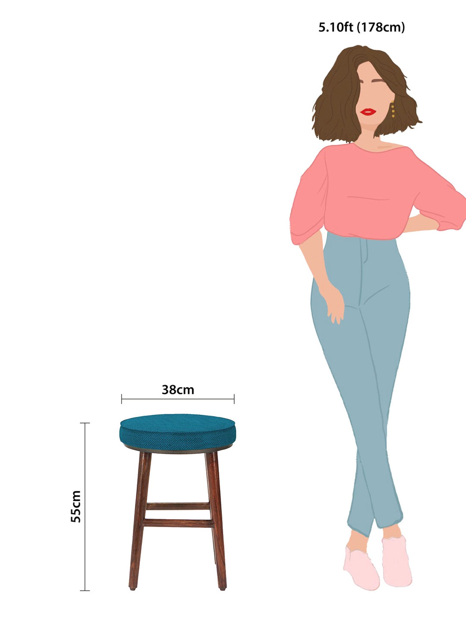 Chumbak French Sahara Solid Mustard Yellow Wood Ottoman