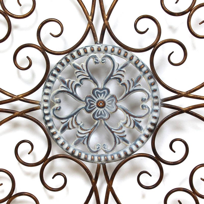 28" x 28" Scroll Medallion Wall Decor Bronze/Blue - Stratton Home Décor