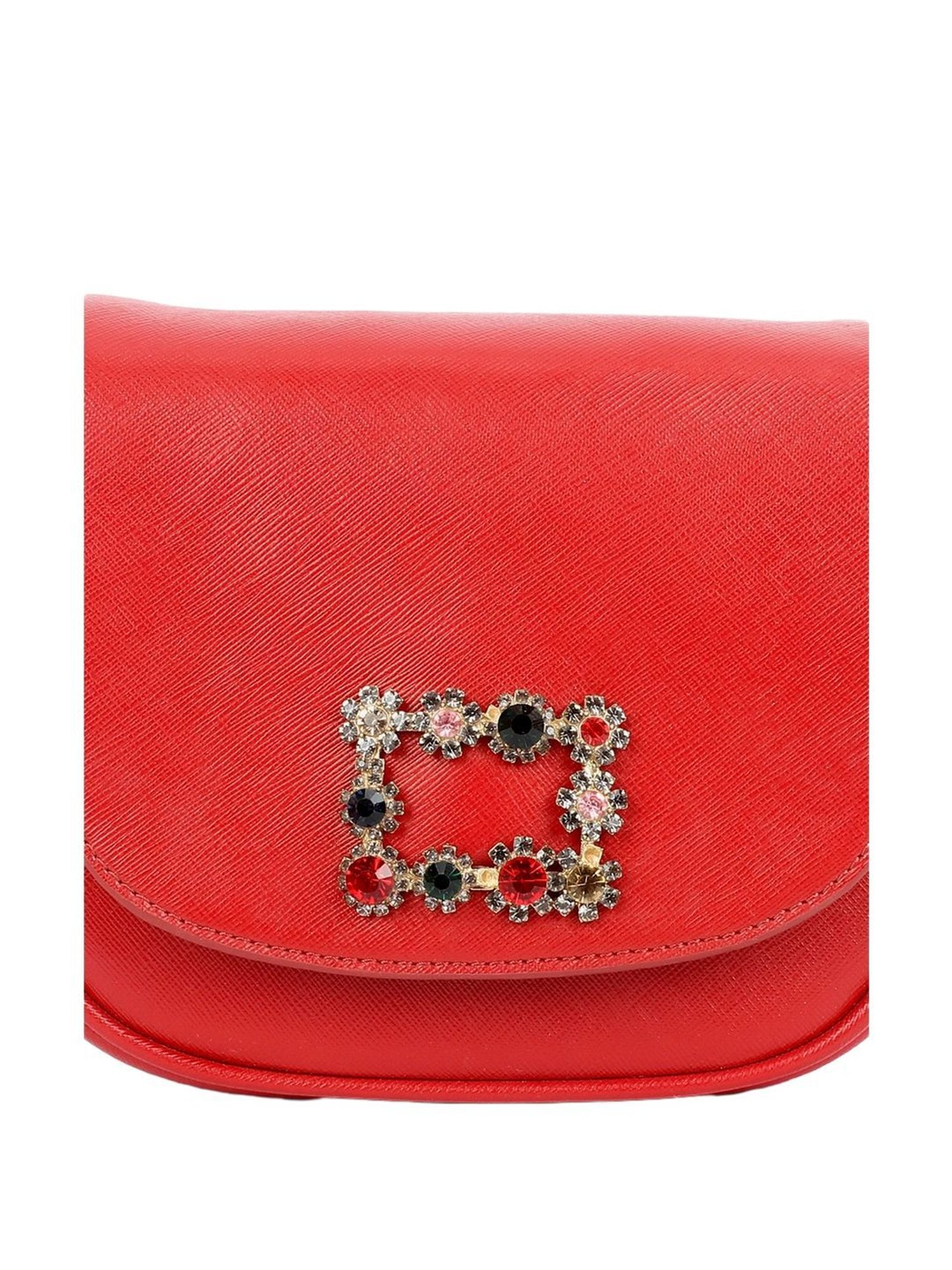 Carlton London Red Embellished Medium Sling Handbag