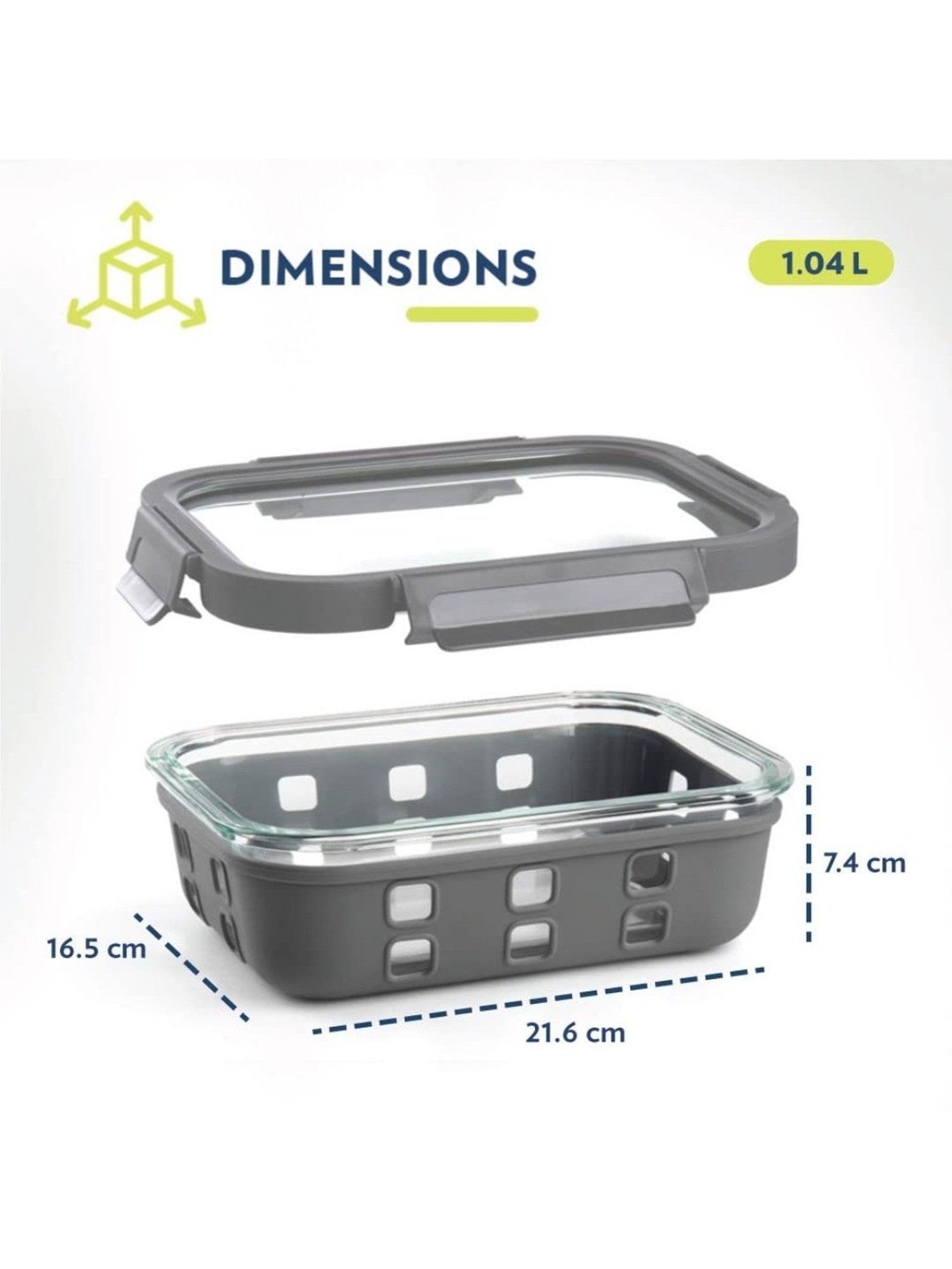 Borosil Transparent Glass Containers (1040 ml)