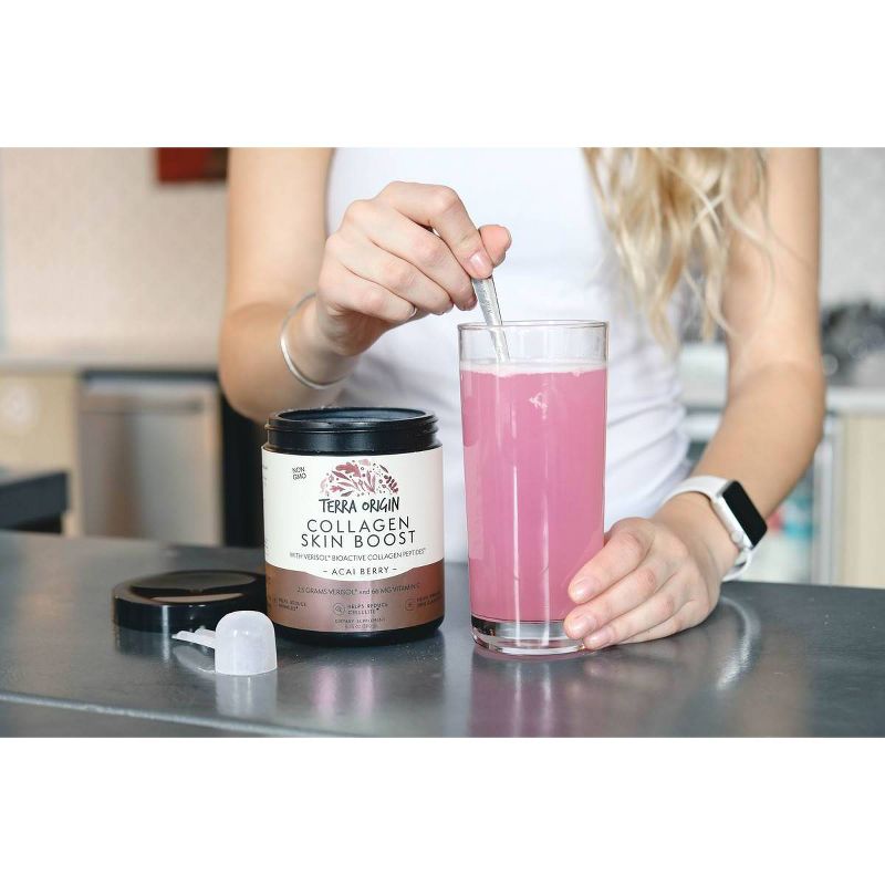 Terra Origin Collagen Skin Boost Powder W/ Verisol Bioactive Collagen Peptides Acai Berry - 6.35oz