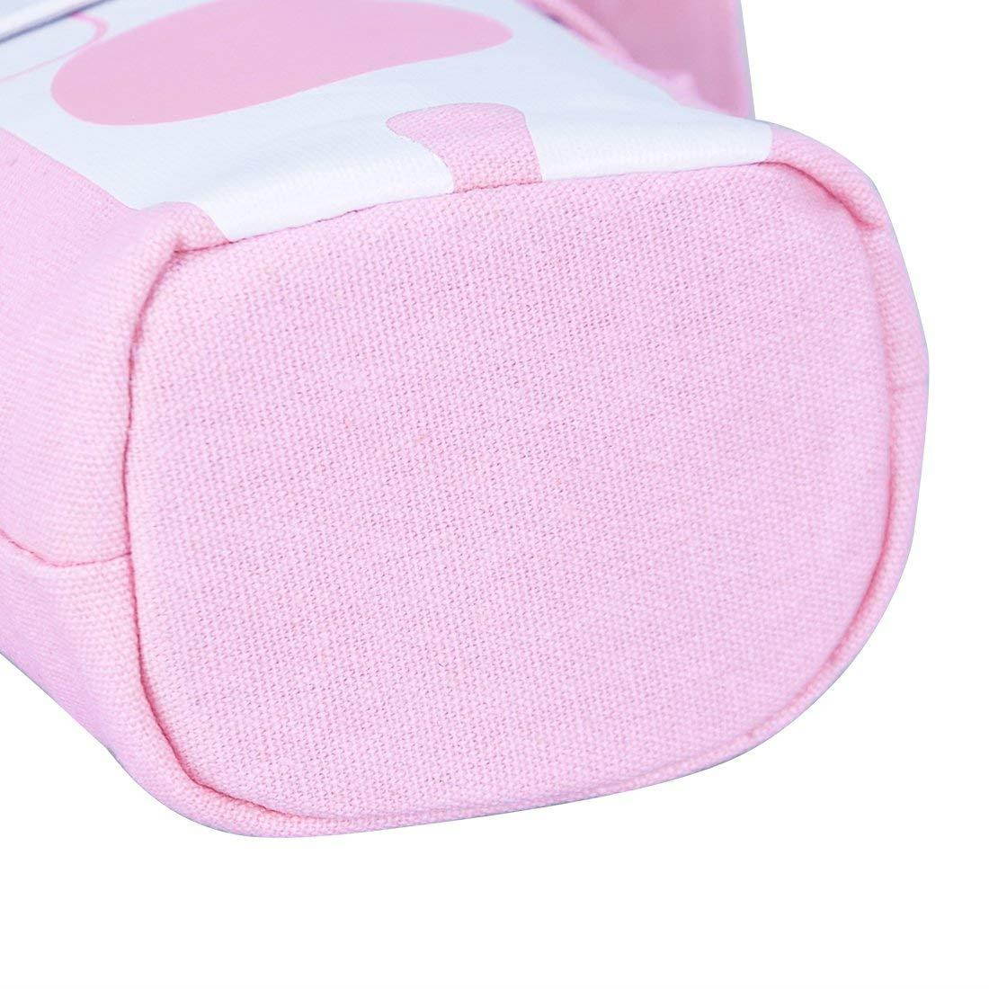 Oyachic Telescopic Pencil Stand Case Canvas Zipper Pen Pouch Small Cosmetics Bag Cute with Inner Pocket (Pink)