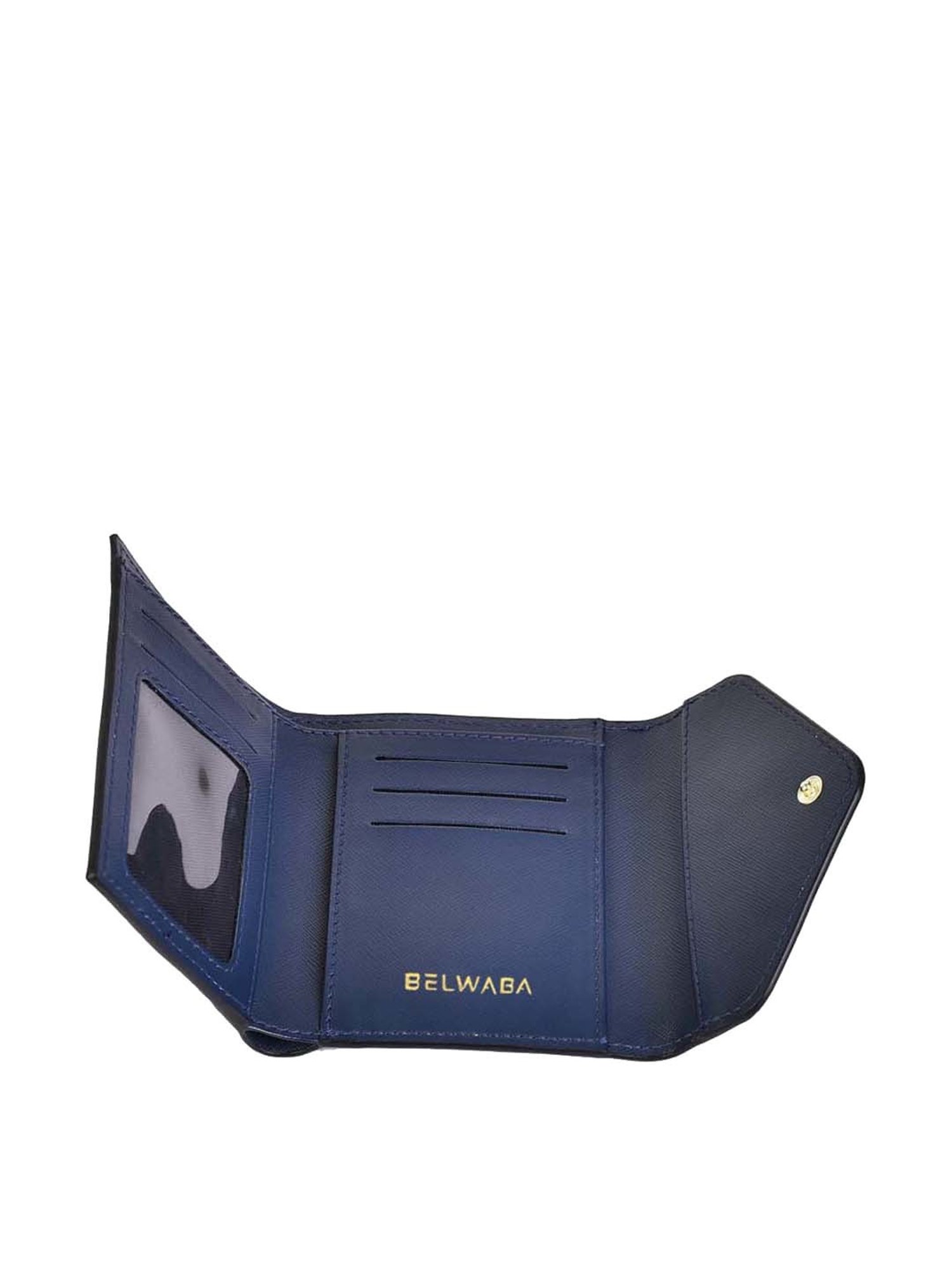 BELWABA Navy Textured Tri-Fold Wallet for Women