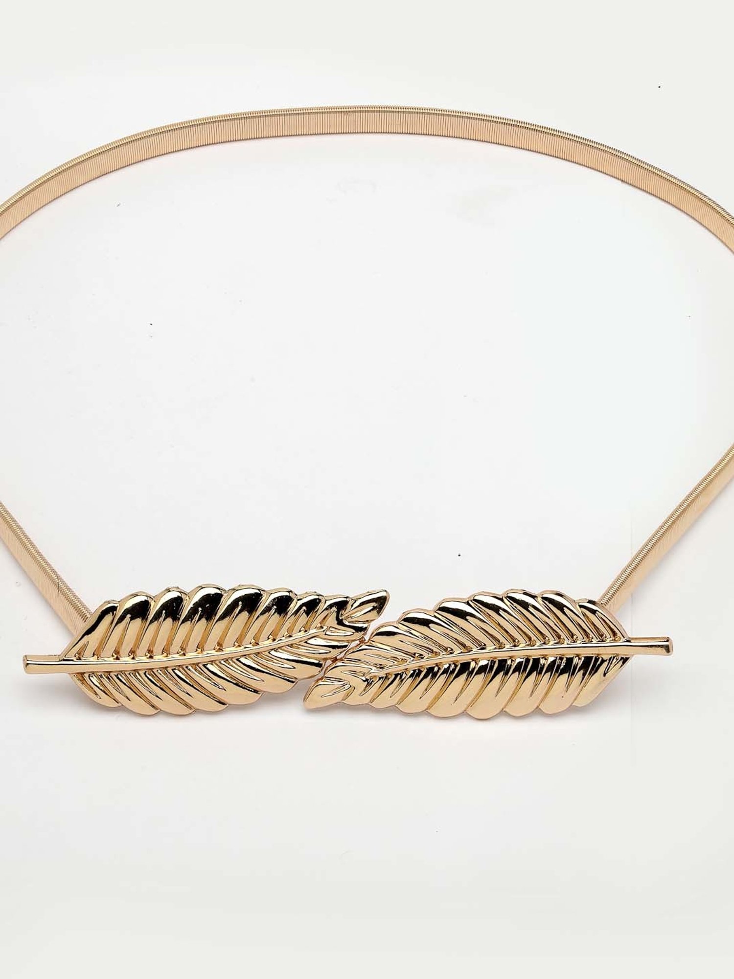 NVR Circular Gold Plated Stretchable Metal Belt for Women