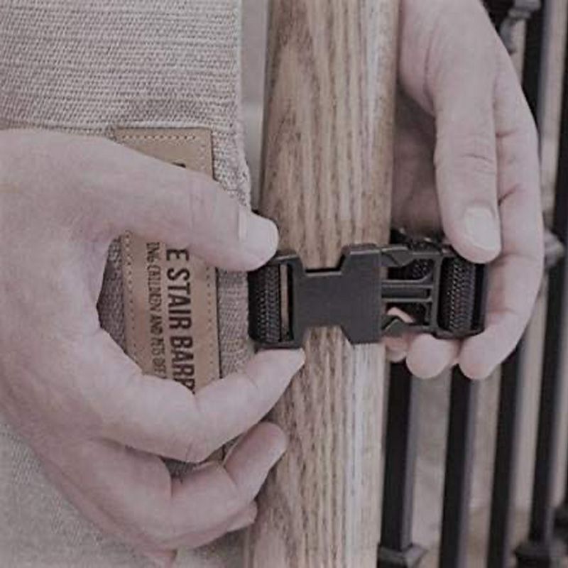 The Stair Barrier Portable Wide Banister to Banister Retractable Fabric Baby and Pet Safety Gate, 42 to 52 Inch, Safari Linen