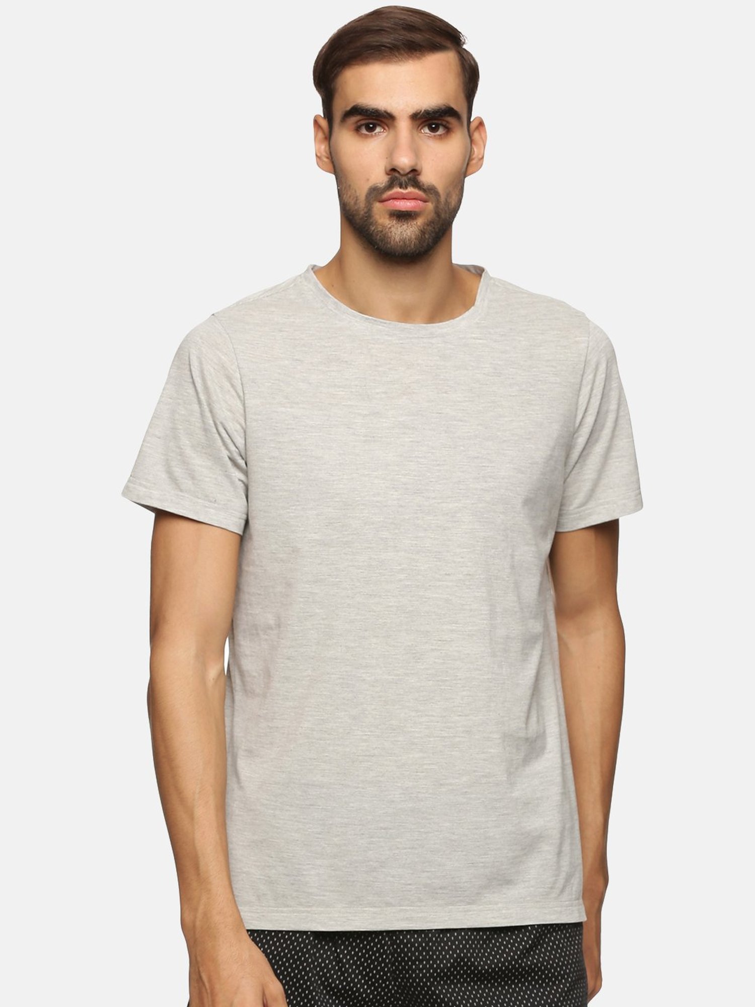 Don Vino Light Grey Regular Fit Crew T-Shirt