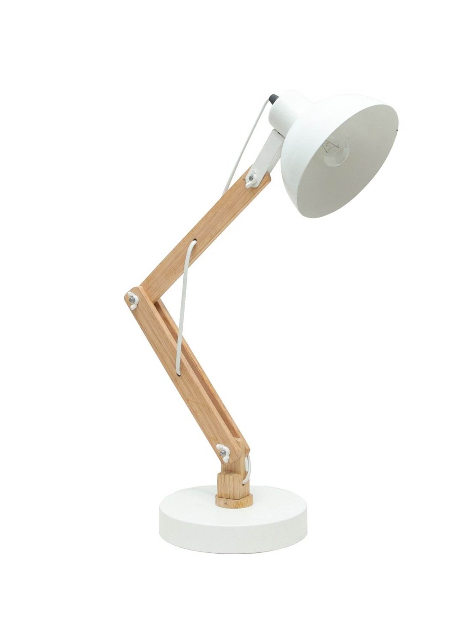 Homesake White Wood Swing Arm Desk Lamp (Bulb not included)