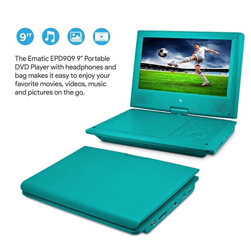 9 Portable DVD Player with Matching Headphones and Bag EPD909tl