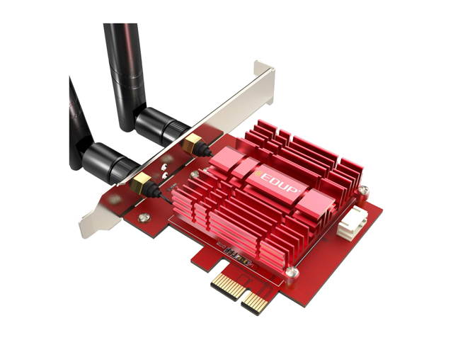 EDUP WiFi 6 Card AX 3000Mbps PCIe Network Card AX200 802.11AX 2.4Ghz/5.8Ghz with Bluetooth 5.0 & Heat Sink Wireless PCI Express Wi-Fi Adapters Dual Band Antenna for Windows 10 64-bit, EP-AC9636GS