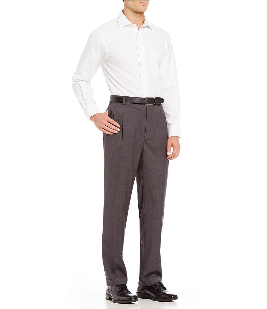 Roundtree & Yorke Big & Tall TravelSmart Pleated Front Relaxed Solid Dress Pants