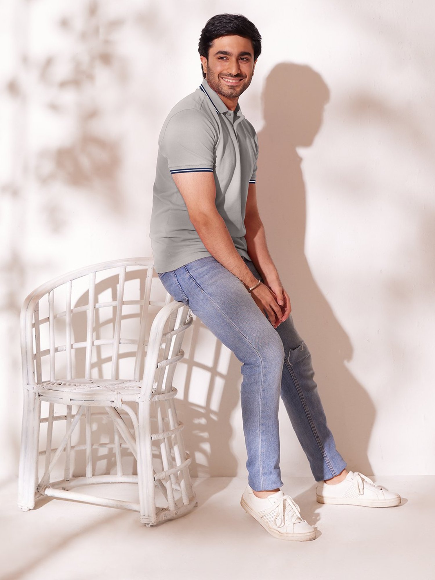 The Bleu Label Grey Slim Fit Polo T-Shirt