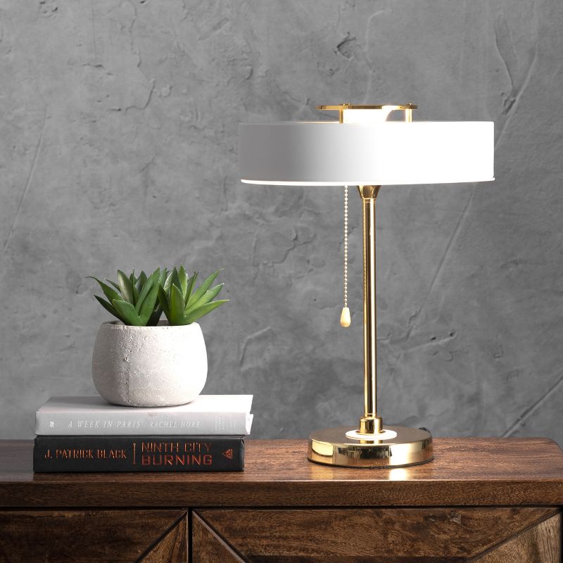 23" Iron/Seeded Glass Axel Farmhouse Industrial Task Lamp (Includes LED Light Bulb) Black - JONATHAN Y