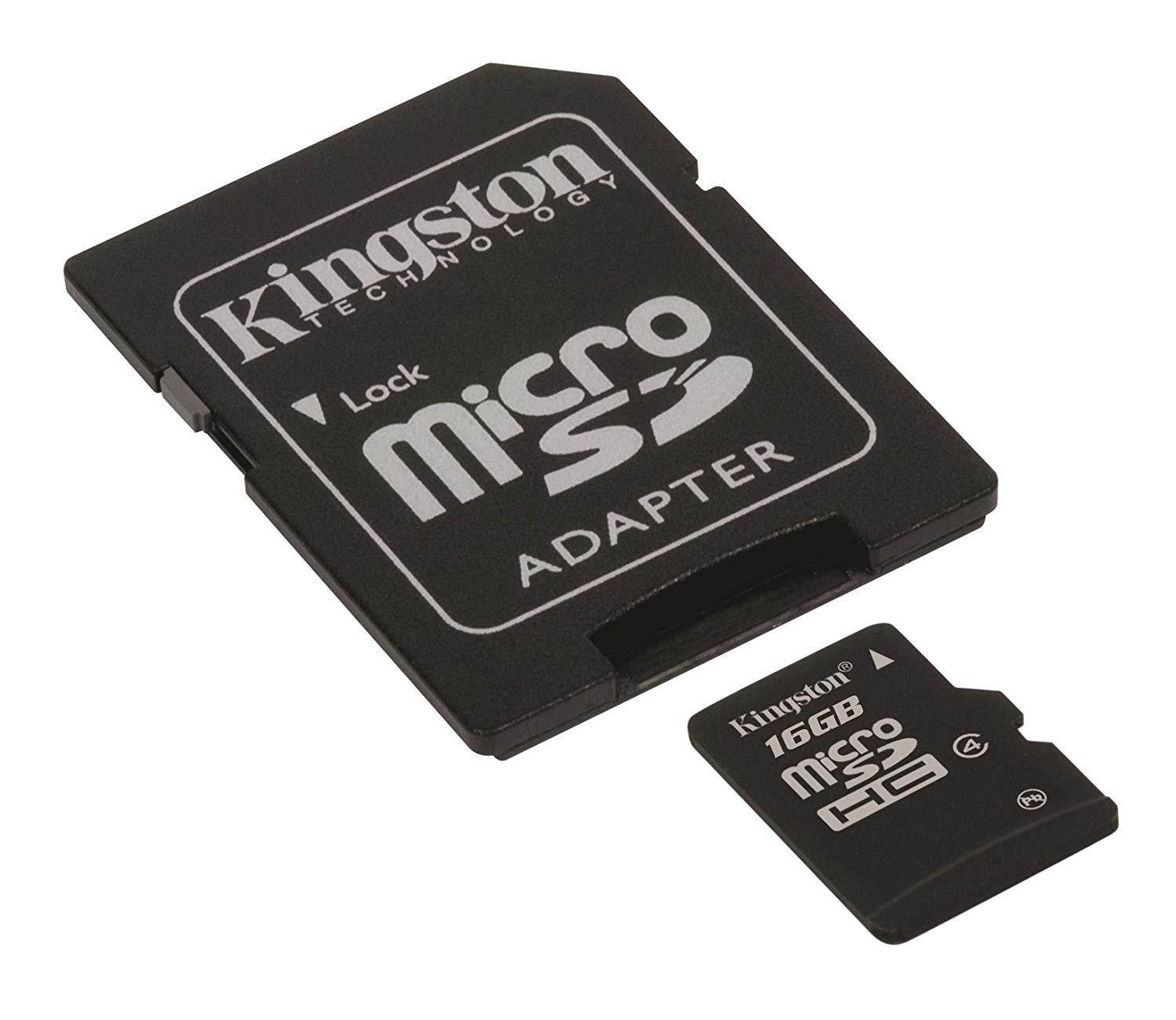 Kingston 16 GB Class 4 MicroSDHC Flash Card with SD Adapter SDC4/16GB