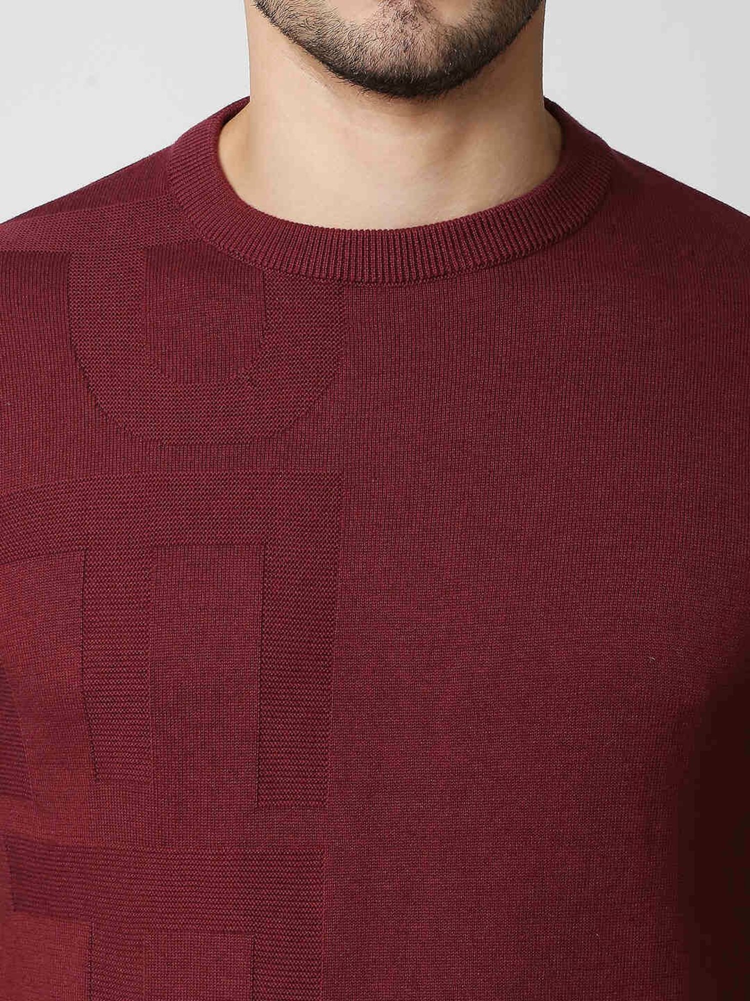 Duke Wine Self Striped Sweater
