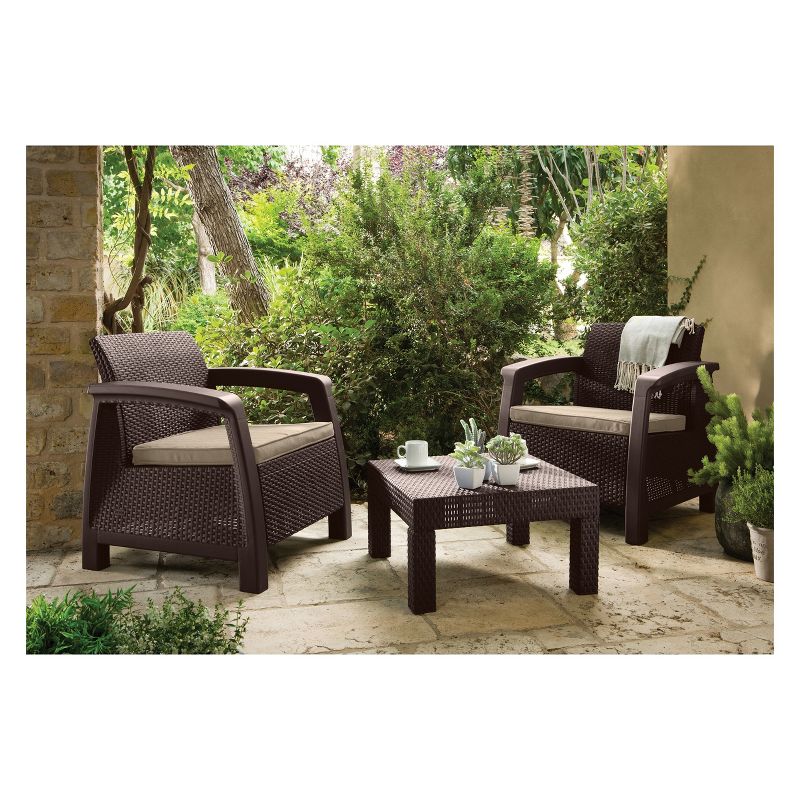 Bahamas Outdoor Resin Patio Armchair with Cushion Brown - Keter