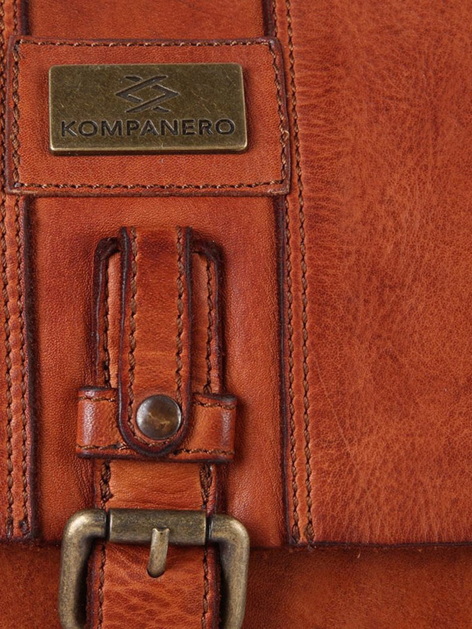 HiLEDER Brown Textured Small Leather 12 inch Cross Body Bag