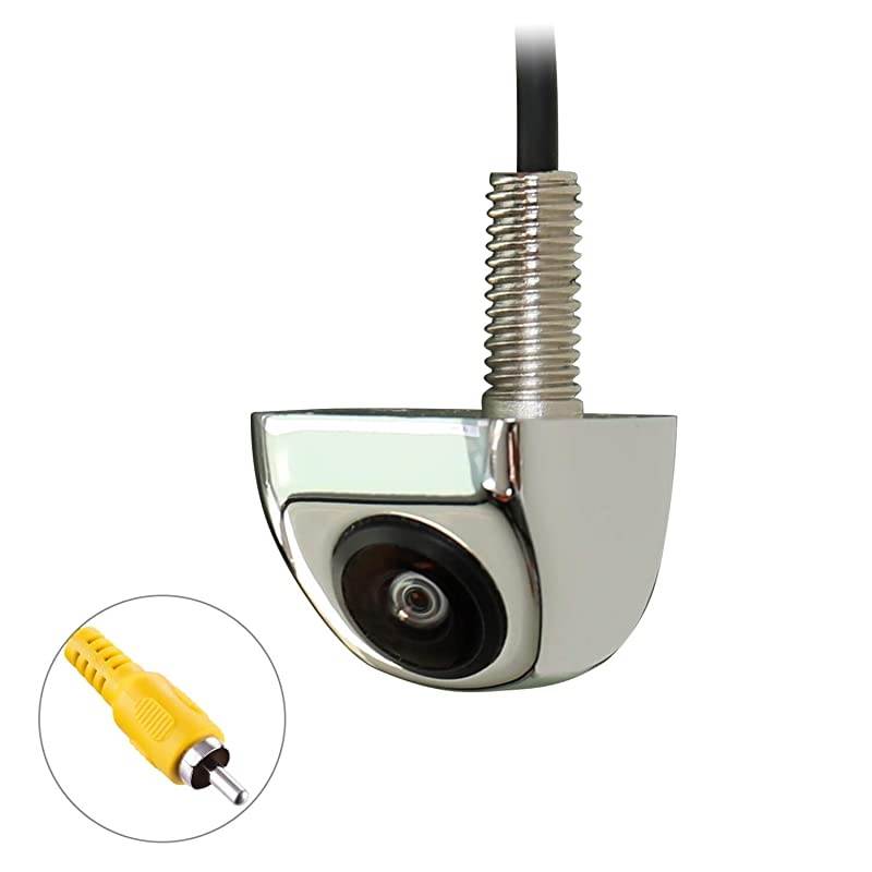 Chrome Backup/Front View Camera,IP69K Waterproof Good Night Vision HD and Super Wide Angle Metal OEM Style Chrome Reverse Rear View Backup Camera for Cars Pickup Trucks SUVs RVs Vans (Chrome)