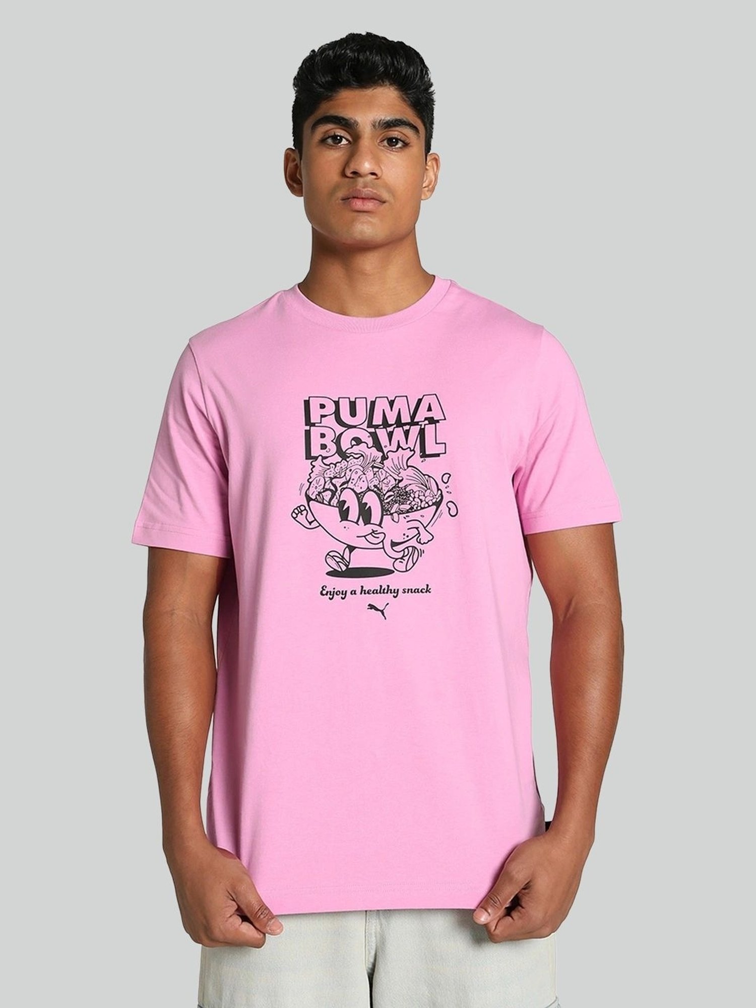 Puma Pink Cotton Regular Fit Printed T-Shirt