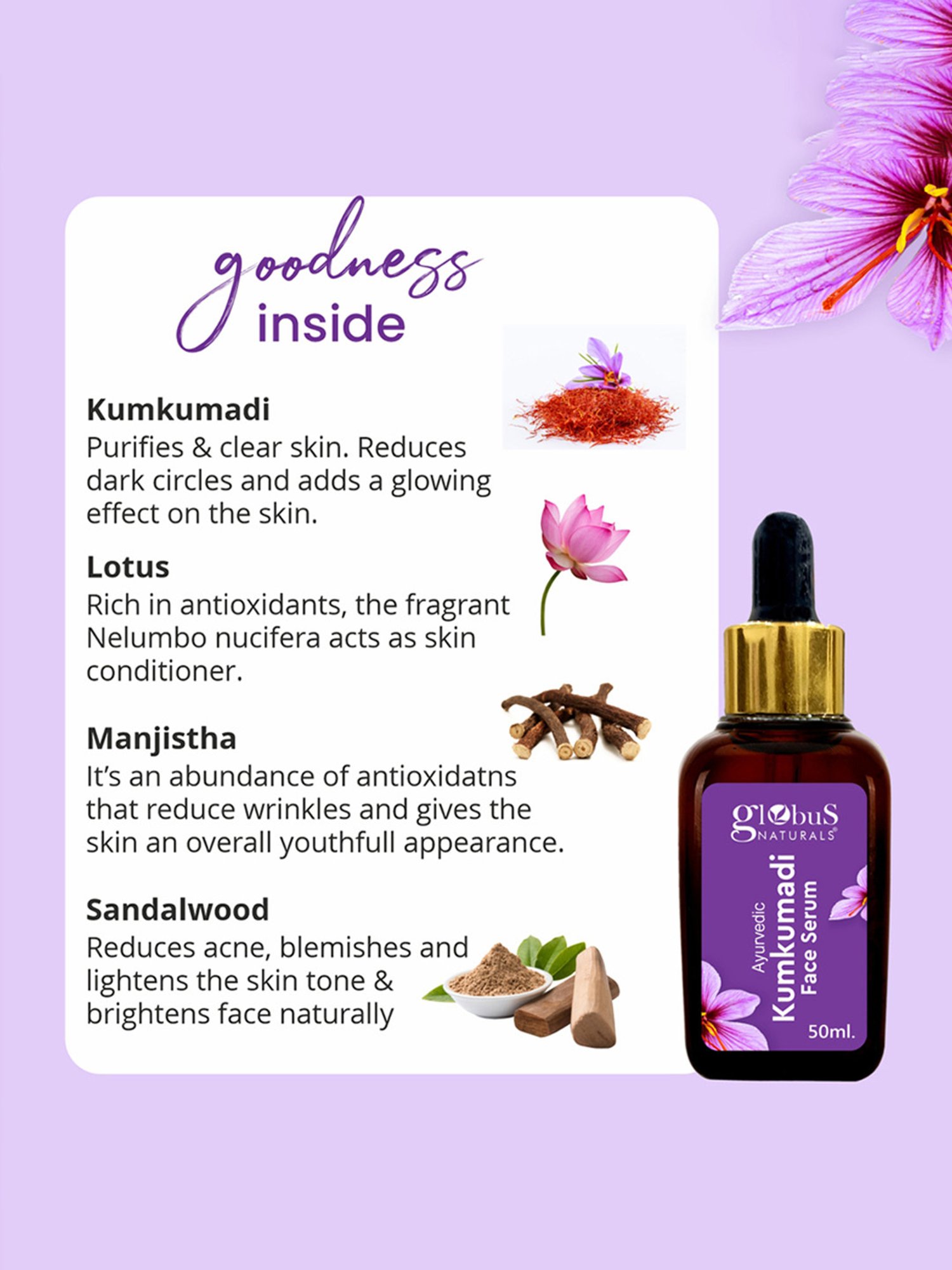 Globus Naturals Ayurvedic Kumkumadi Face Serum - Pack of 3