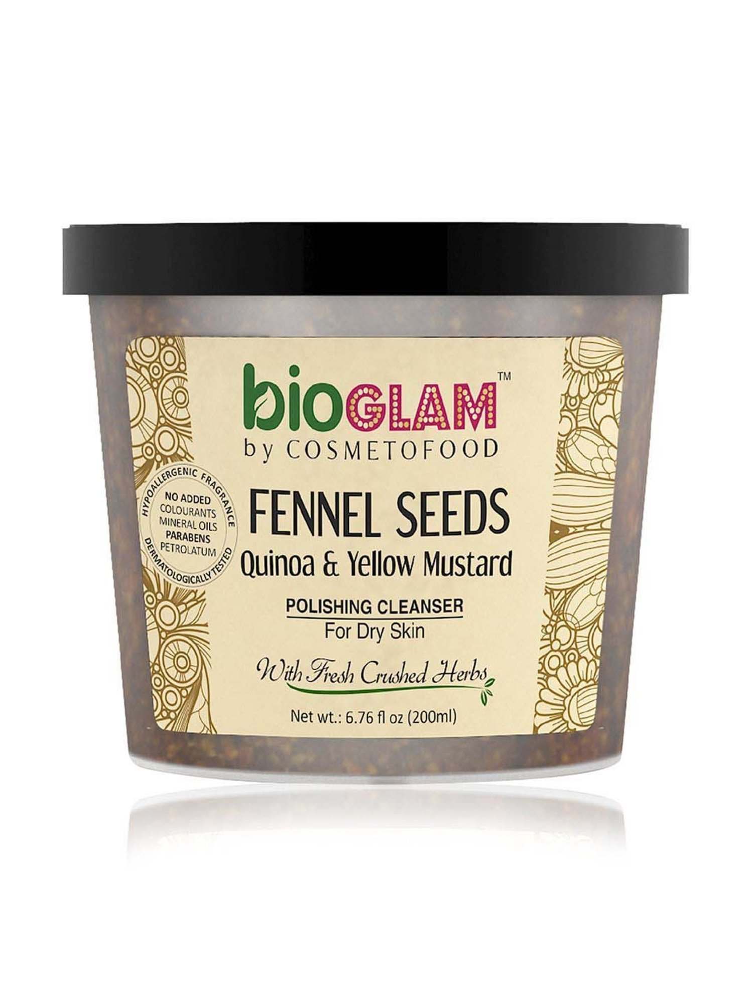 Cosmetofood Bioglam Fennel Seeds Quinoa & Yellow Mustard Polishing Cleanser For Dry Skin - 200 ml