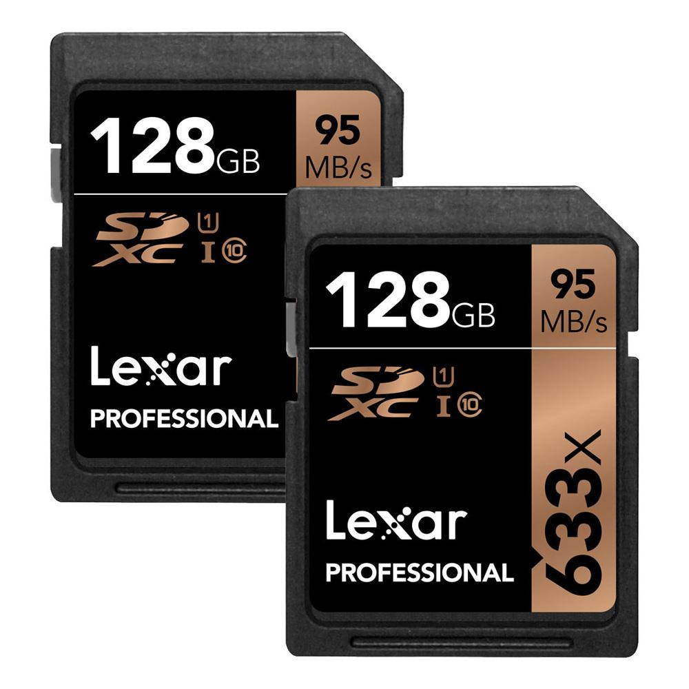Lexar 128GB Professional Class 10 UHS-I U1 633x SDXC Memory Card, 2 Pack