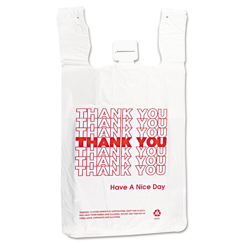 Inteplast Group T-Shirt Thank You Bag 12 x 7 x 13 14 Microns White 500/Carton THW2VAL