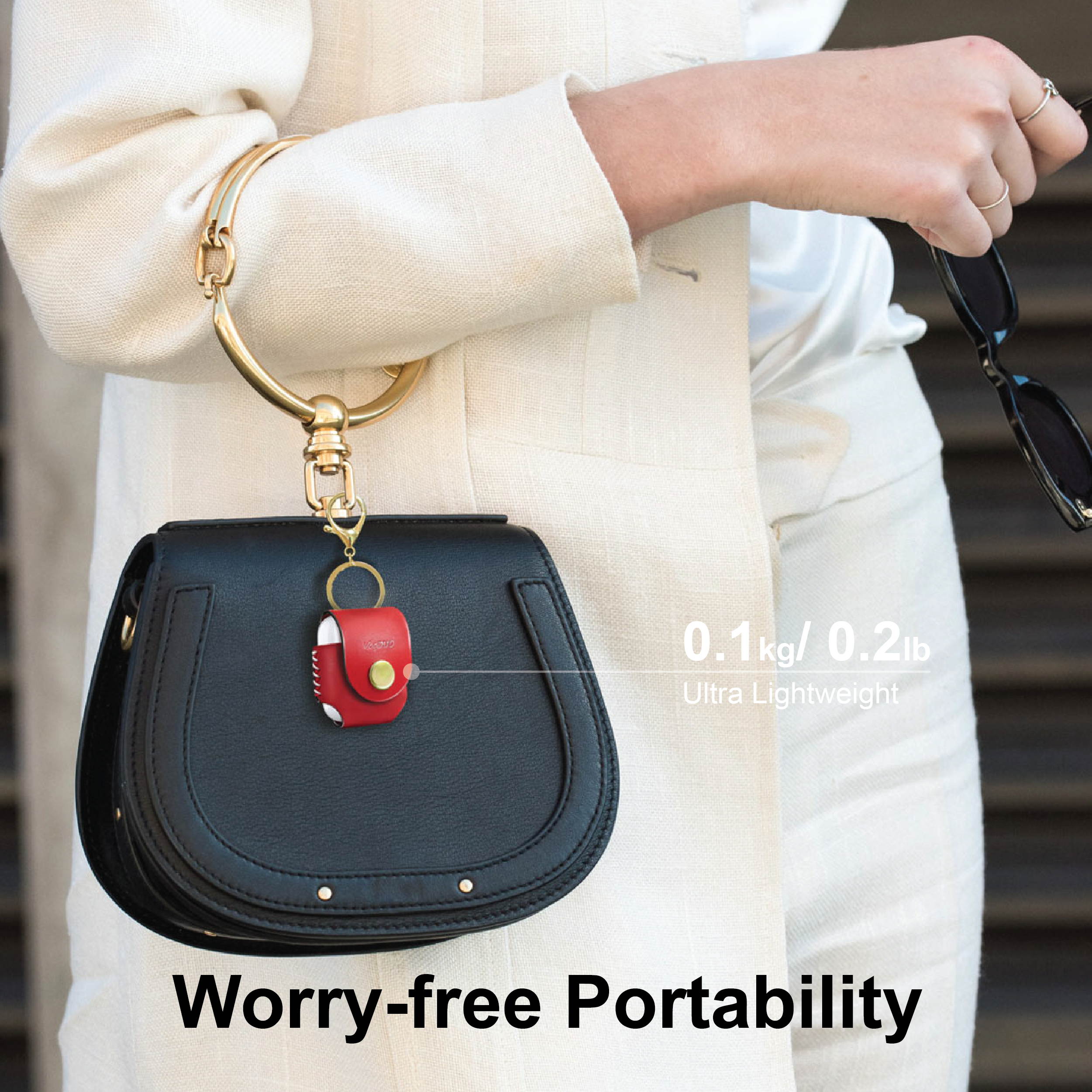 VogDUO- Italian Genuine Leather Case for AirPods Pro, portable carry case, Lightning port slot design, premium metal hook for the bag, keychain or jeans, YKK button applied- Emerald