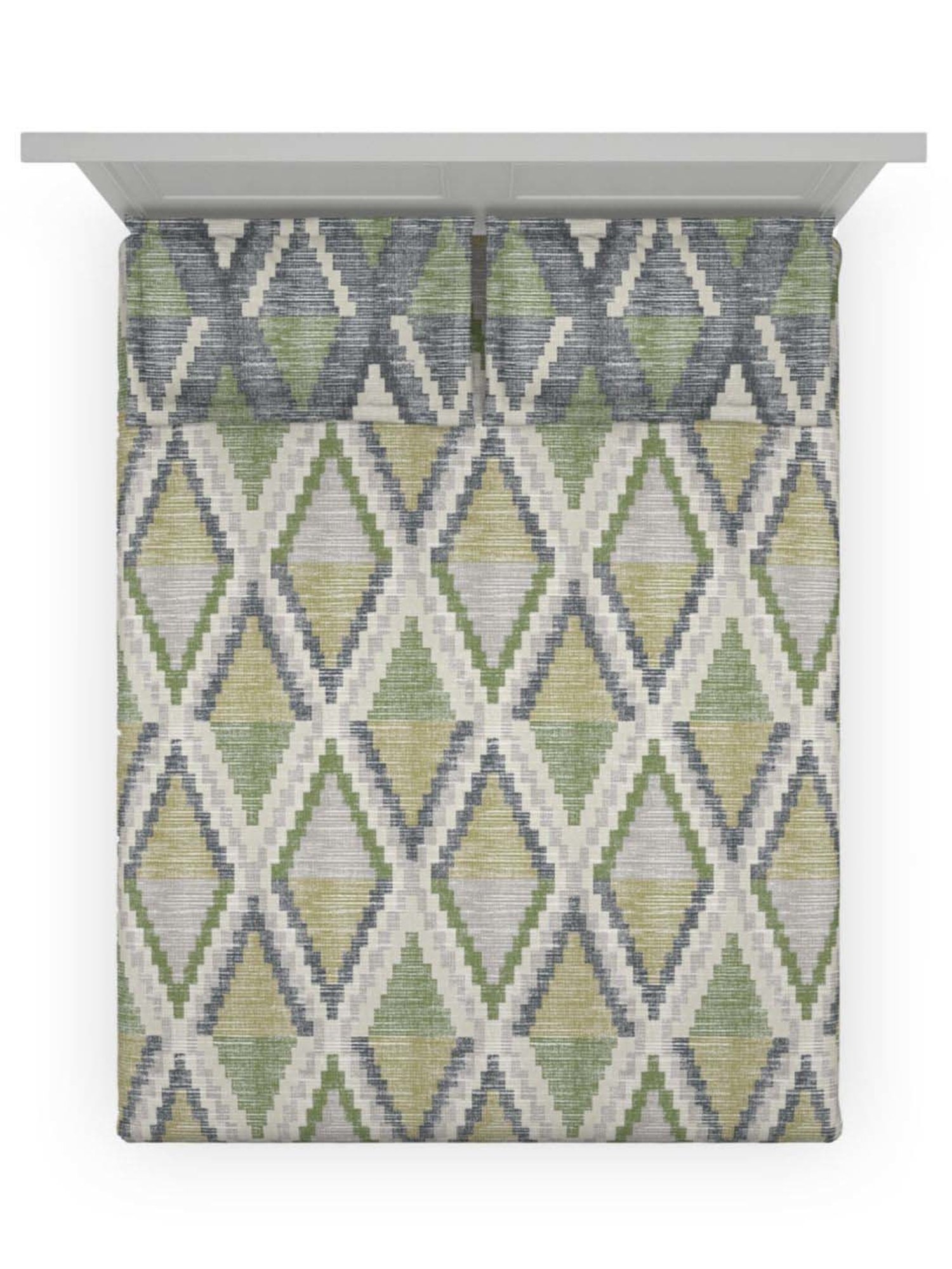 DDecor Plaza Geometric Green Cotton 144 TC Double Bedsheet With 2 Pillow Covers