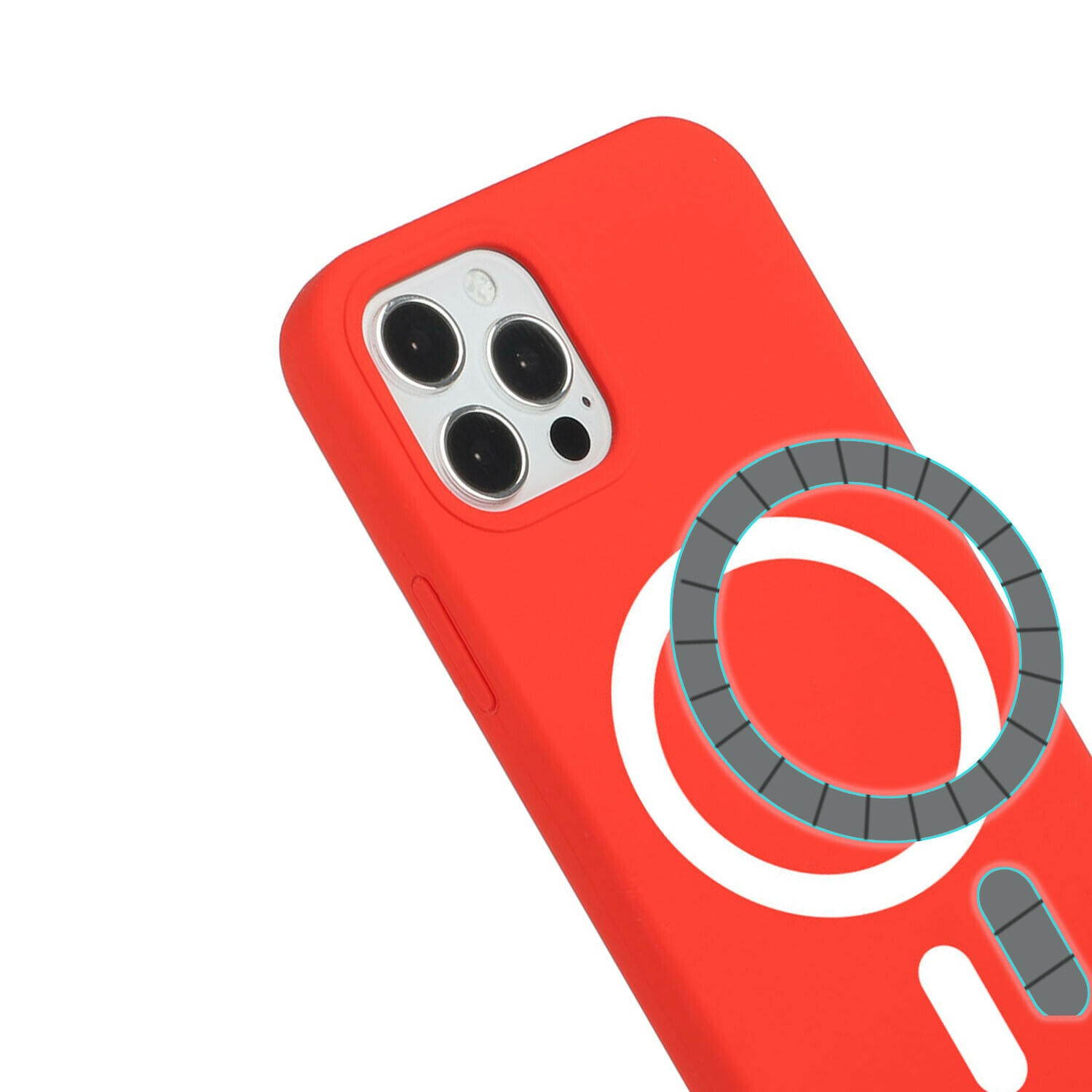 MegSafe Magnet Premium Silicone Case Cover Red for  iPhone 12 Pro Max
