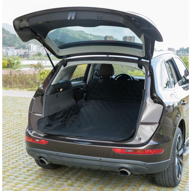 SUV Pet Cargo Liner Trunk Cover Waterproof Non-Slip Washable Material, Extra Long Size Universal Fit with Bumper Flap 80 x 52 Protect Prevents Scratches Marks & Spills
