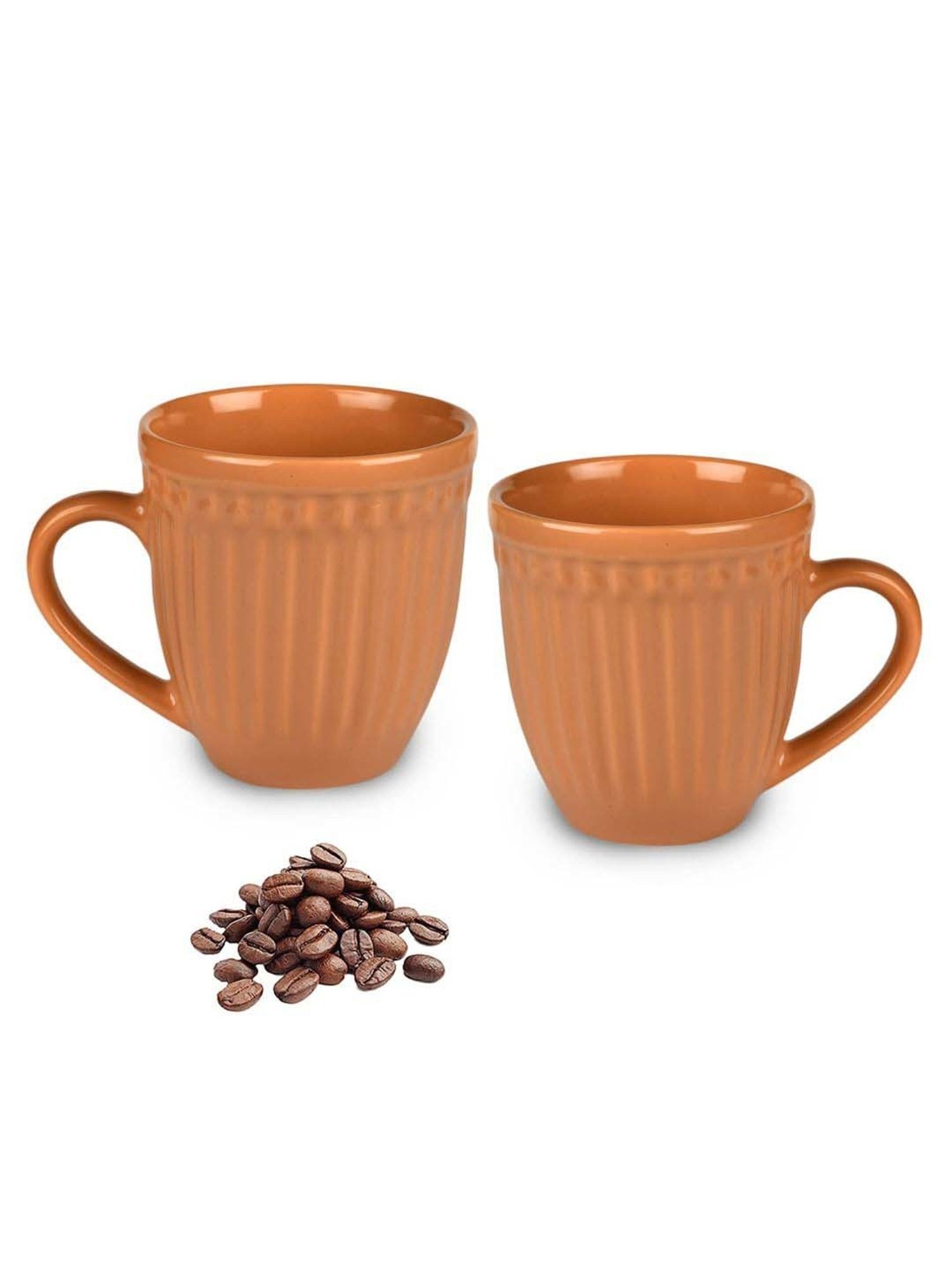 Urban Chef Brown Ceramic Handcrafted Microwave Safe Tea Cup - Set of 2