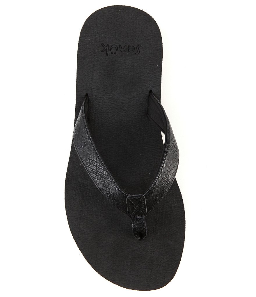 Sanuk Stacker Reptile-Embossed Flatform Flip Flops