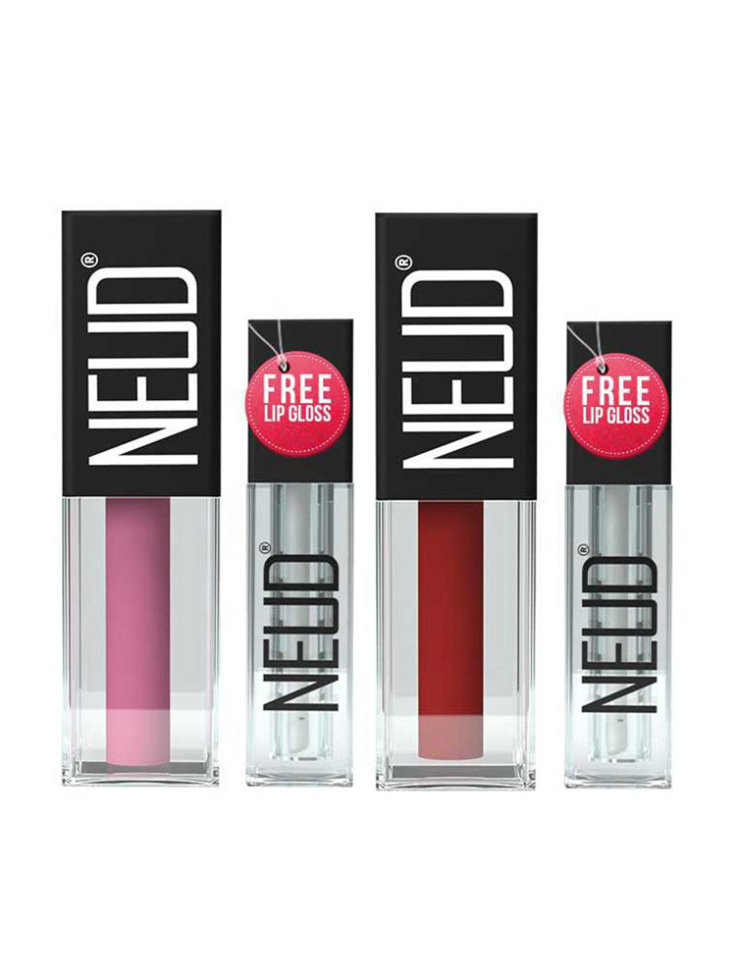 Neud Matte Liquid Lipstick Combo Supple Candy & Perfect Pout with Two Lip Gloss Free