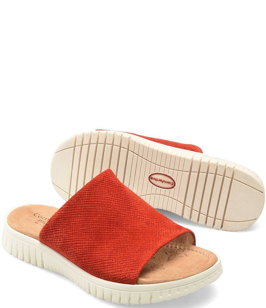 Comfortiva Carmila Embossed Suede Sporty Slides