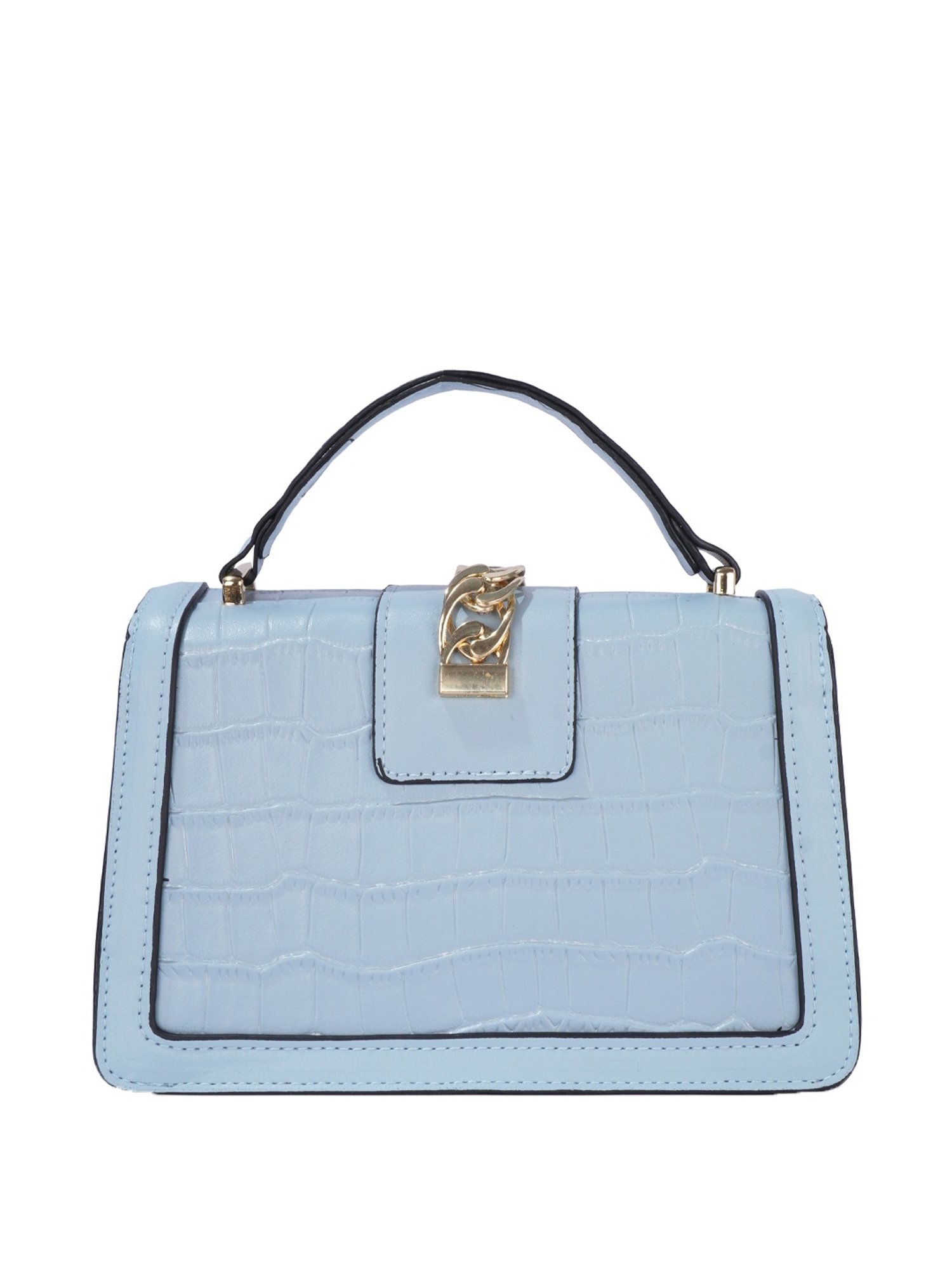 Luvoksi Blue Textured Medium Satchel Handbag