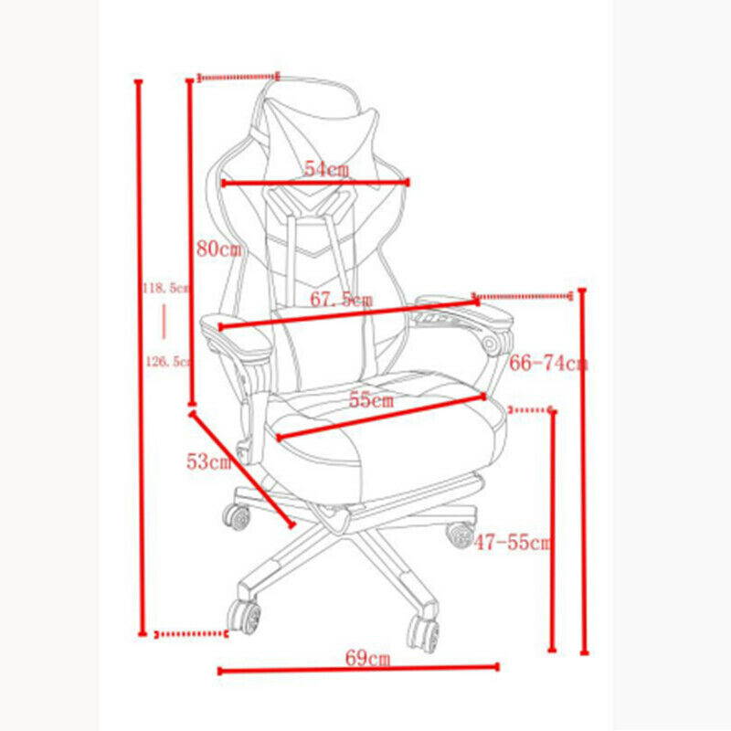 Gaming Chair Racing Style Leather Office Recliner Computer Seat Swivel Footrest