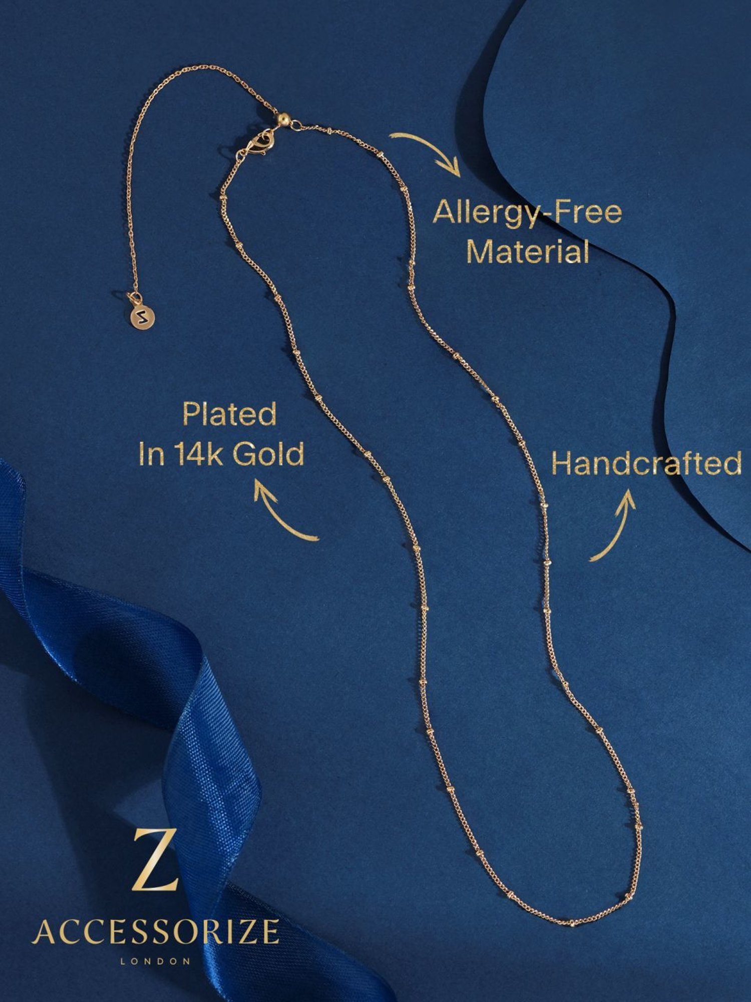 Accessorize London Women's Z Real Gold Plated Long Bobble Necklace