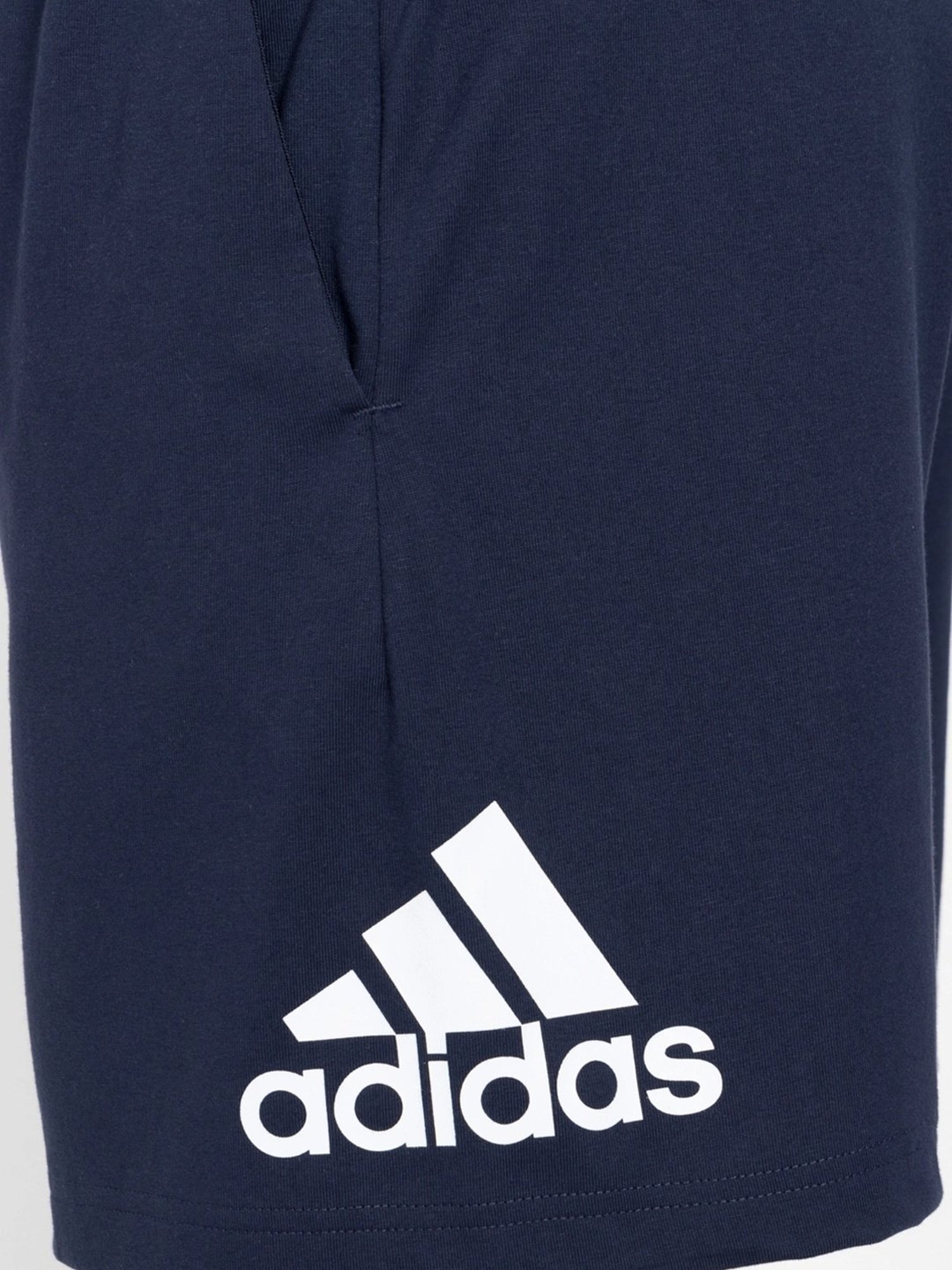 Adidas Blue Cotton Regular Fit Logo Printed Sports Shorts