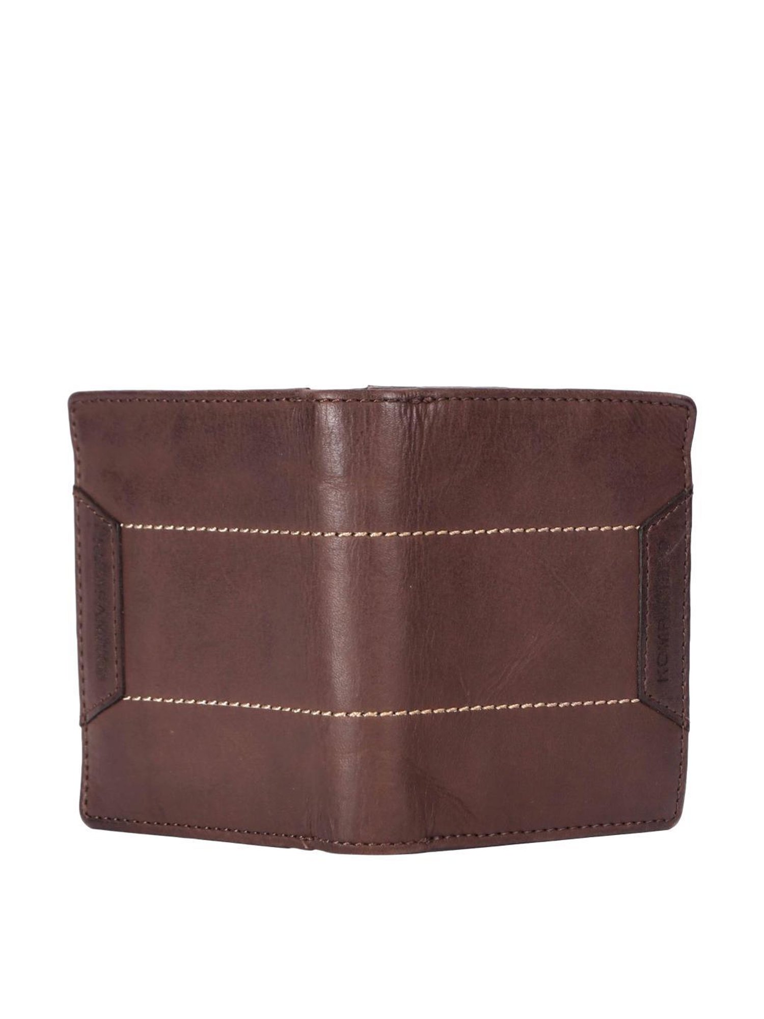 KOMPANERO LEO Dark Brown Solid Tri-Fold Wallet