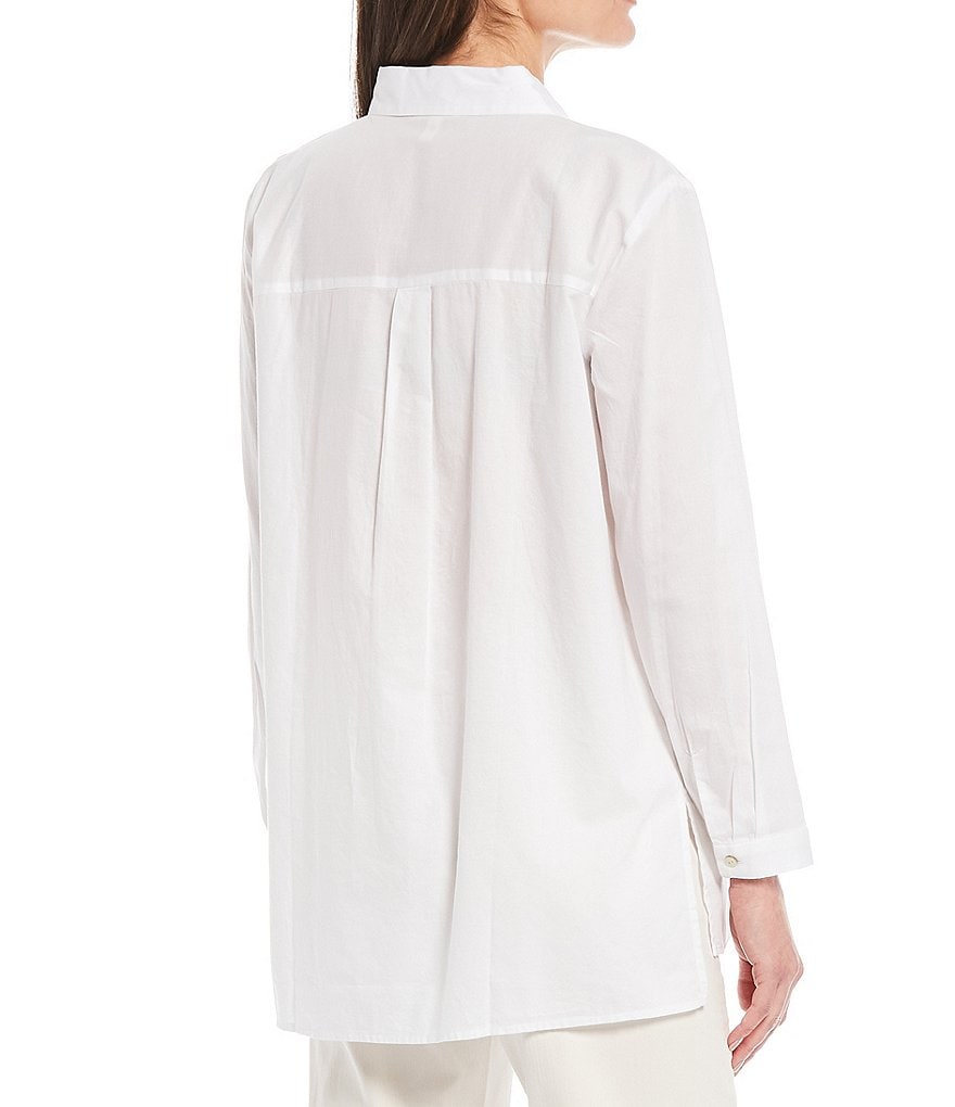 Eileen Fisher Organic Cotton Lightweight Twill Classic Collar Boxy Shirt